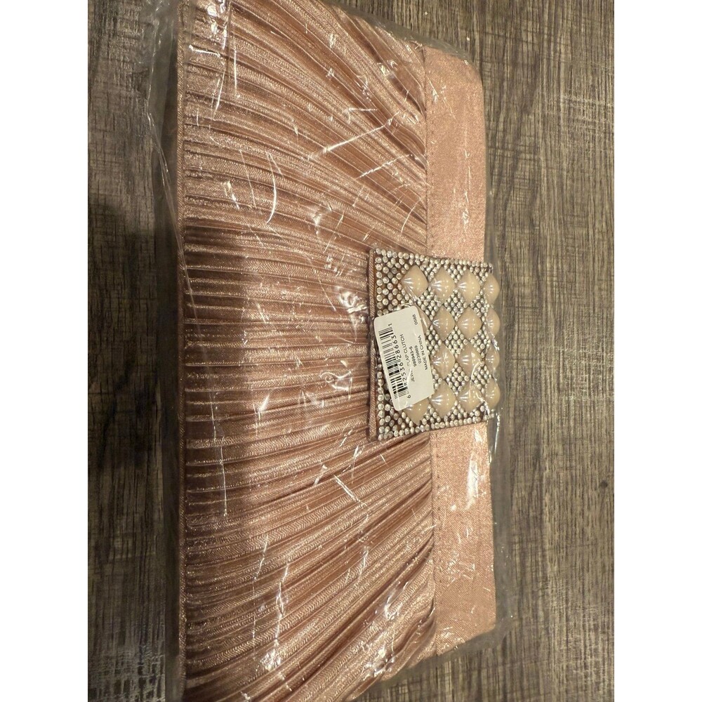Formal Pink Soft Clutch with Rhinestones & Chain – Brand New, In Packaging